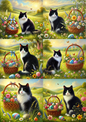 Rice Paper for Decoupage Cat and Easter Eggs in a Basket Collage Cat. No. 4224