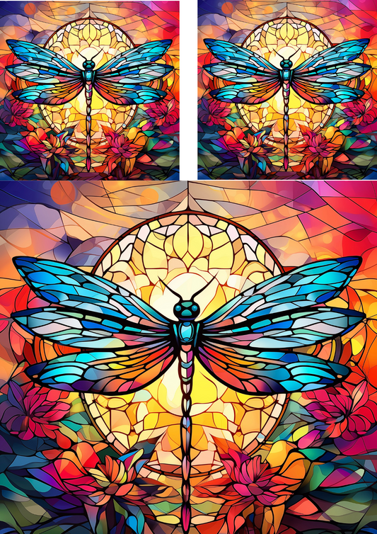 Rice Paper For Decoupage Rice Paper For Decoupage Dragonfly In Stained Glass Collage Cat. No. 4231