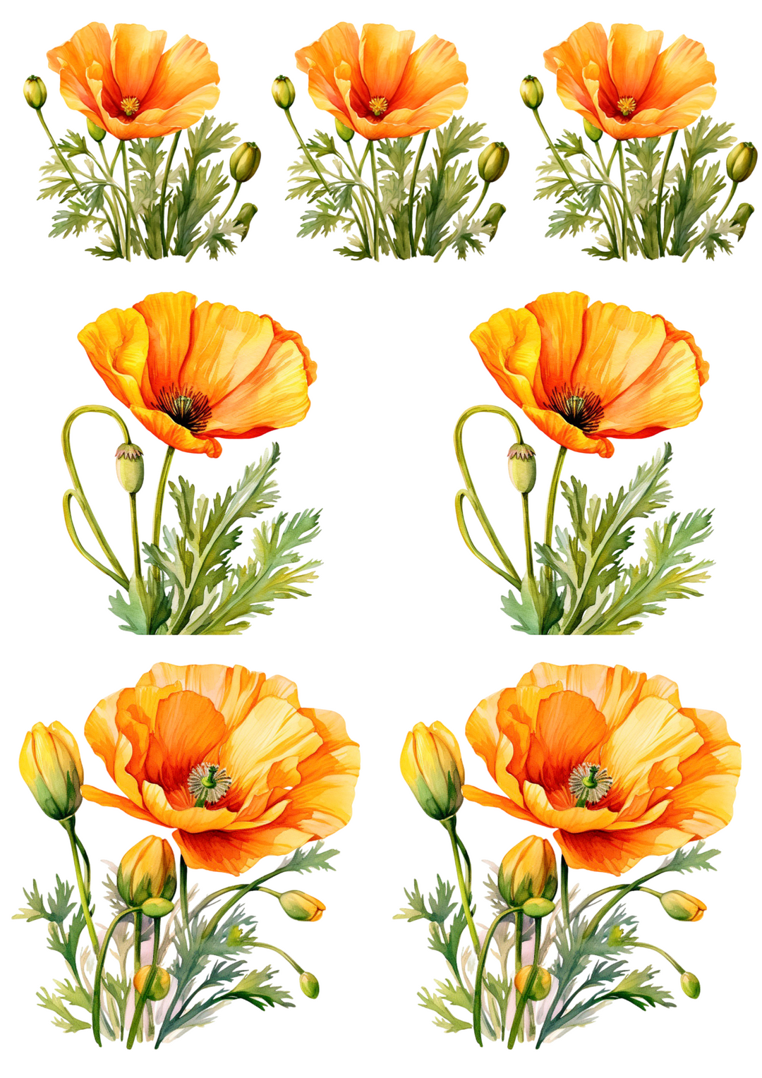 Reispapier für Decoupage, Collage mit gelben Mohnblumen, Kat. Nr. 4258