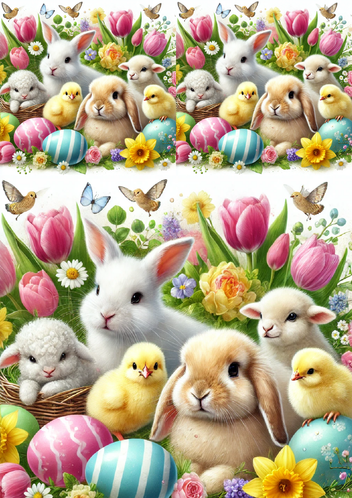 Rice Paper For Decoupage Easter Animals And Easter Eggs Collage Cat. N ...
