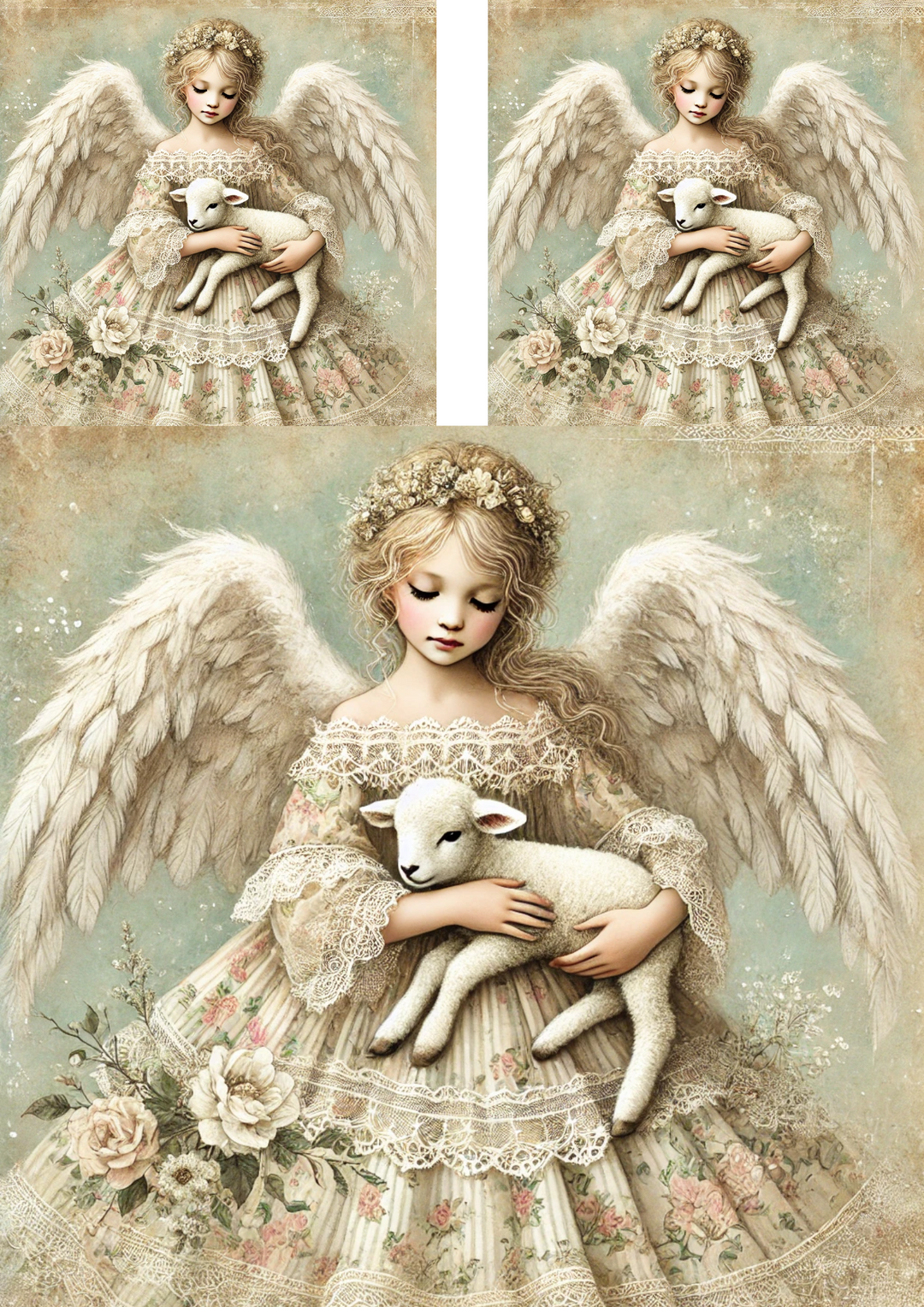 Reispapier für Decoupage-Engel und Schaf-Collage Kat. Nr. 4263