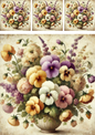 Rice Paper For Decoupage Bouquet of Pansies in a Vase Shabby Chic Collage Cat. No. 4275