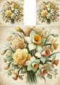 Rice Paper For Decoupage Bouquet of Daffodils In A Vase Shabby Chic Collage Cat. No. 4276