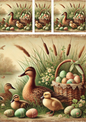 Rice Paper For Decoupage Duck And Ducklings With Easter Egg Basket Schabby Cic Collage Cat. No. 4281