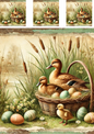 Rice Paper For Decoupage Duck And Ducklings With Easter Egg Basket 2 Schabby Cic Collage Cat. No. 4282