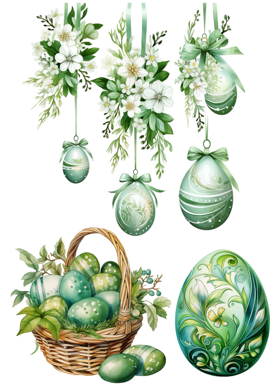 Rice Paper For Decoupage Easter Eggs In Flowers 6 Collage Cat. No. 4311