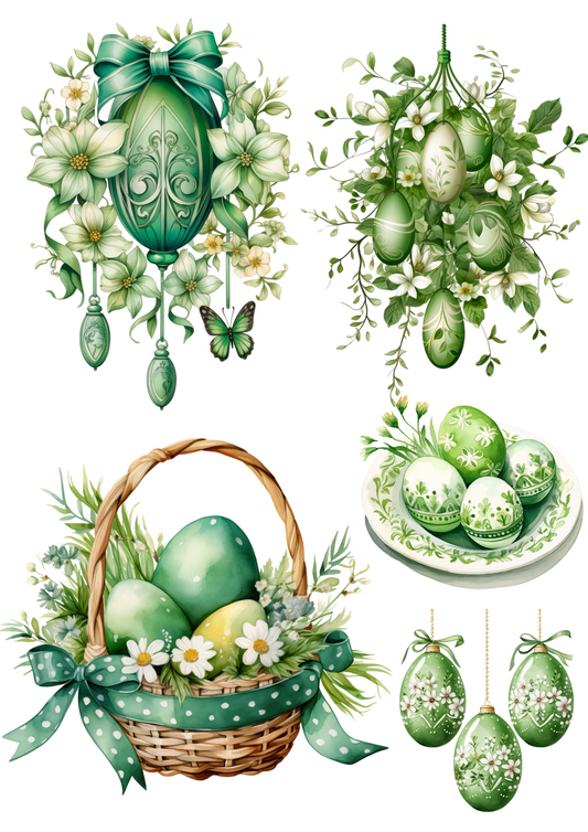 Rice Paper For Decoupage Easter Eggs In Flowers 7 Collage Cat. No. 4312