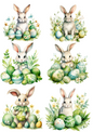 Rice Paper For Decoupage Bunny With Easter Eggs Collage Cat. No. 4315