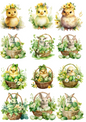 Rice Paper For Decoupage With Easter Animals In Baskets Collage Cat. No. 4317