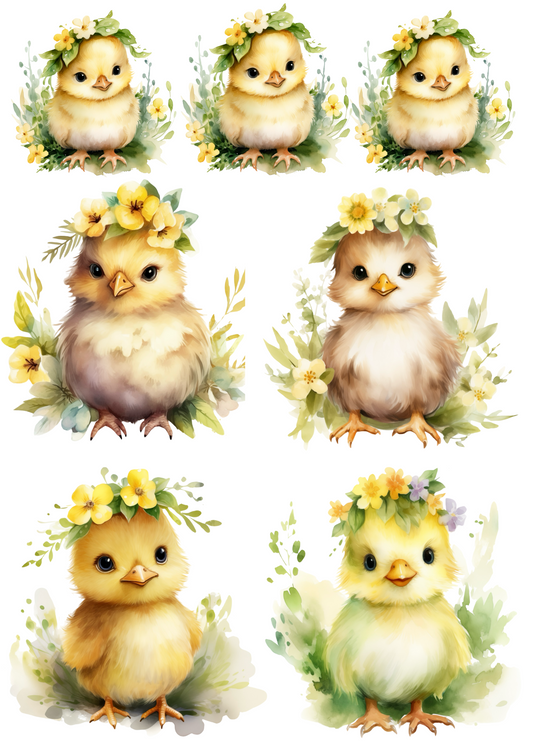 Rice Paper For Decoupage Easter Yellow Chicks Collage Cat. No. 4318