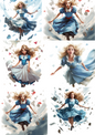 Rice Paper For Decoupage Alice In Wonderland Collage Cat. No. 4319