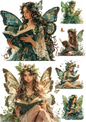 Rice Paper For Decoupage Forest Fairy Sitting on Tree 2 Collage Cat. No. 4335