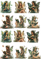 Rice Paper For Decoupage Forest Fairy Sitting on Tree 4 Collage Cat. No. 4337