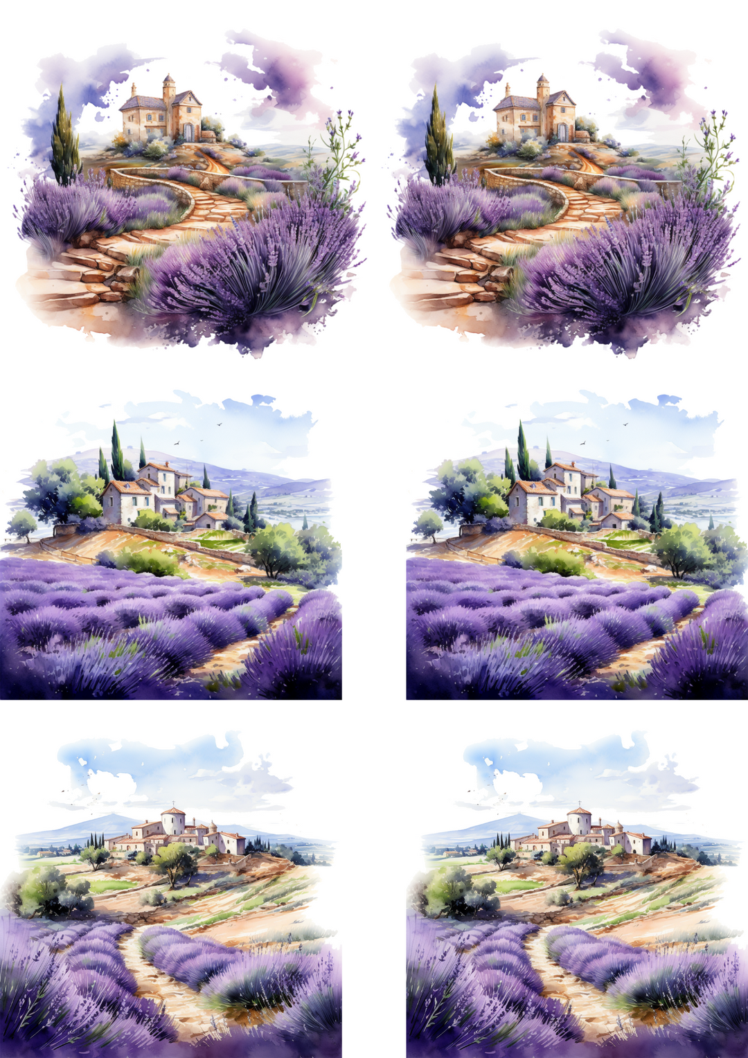Rice Paper For Decoupage Provence and Lavender Field 3 Collage Cat. No. 4343