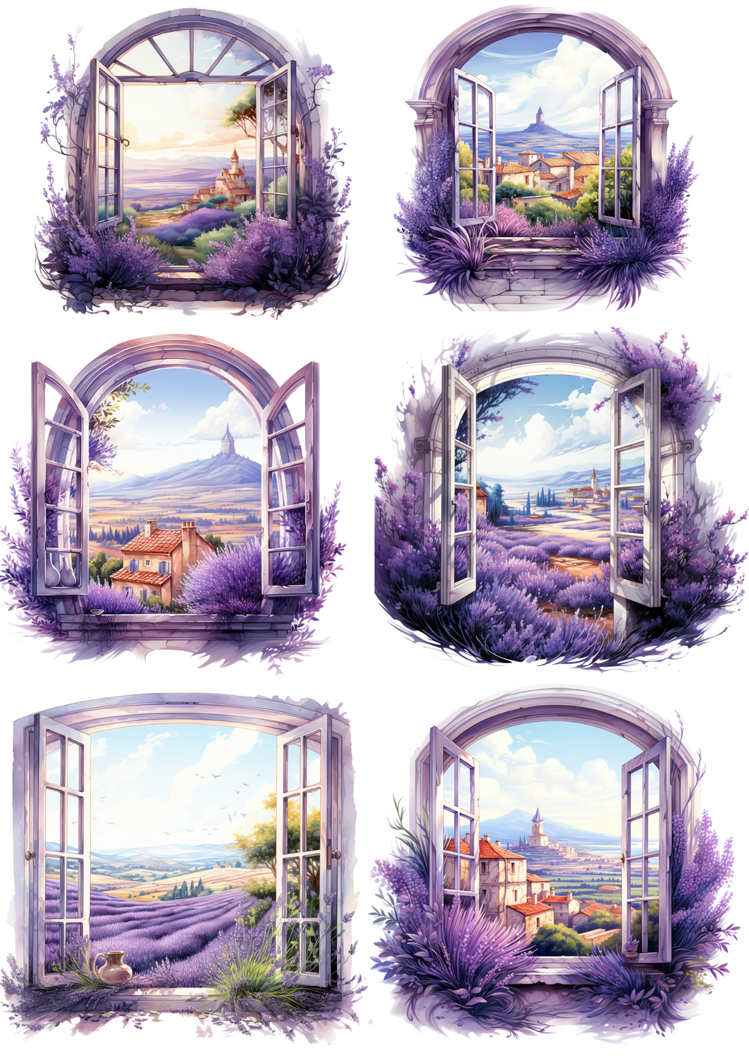 Reispapier für Decoupage Provence und Lavendelfeld durch die Fenstercollage Kat. Nr. 4344