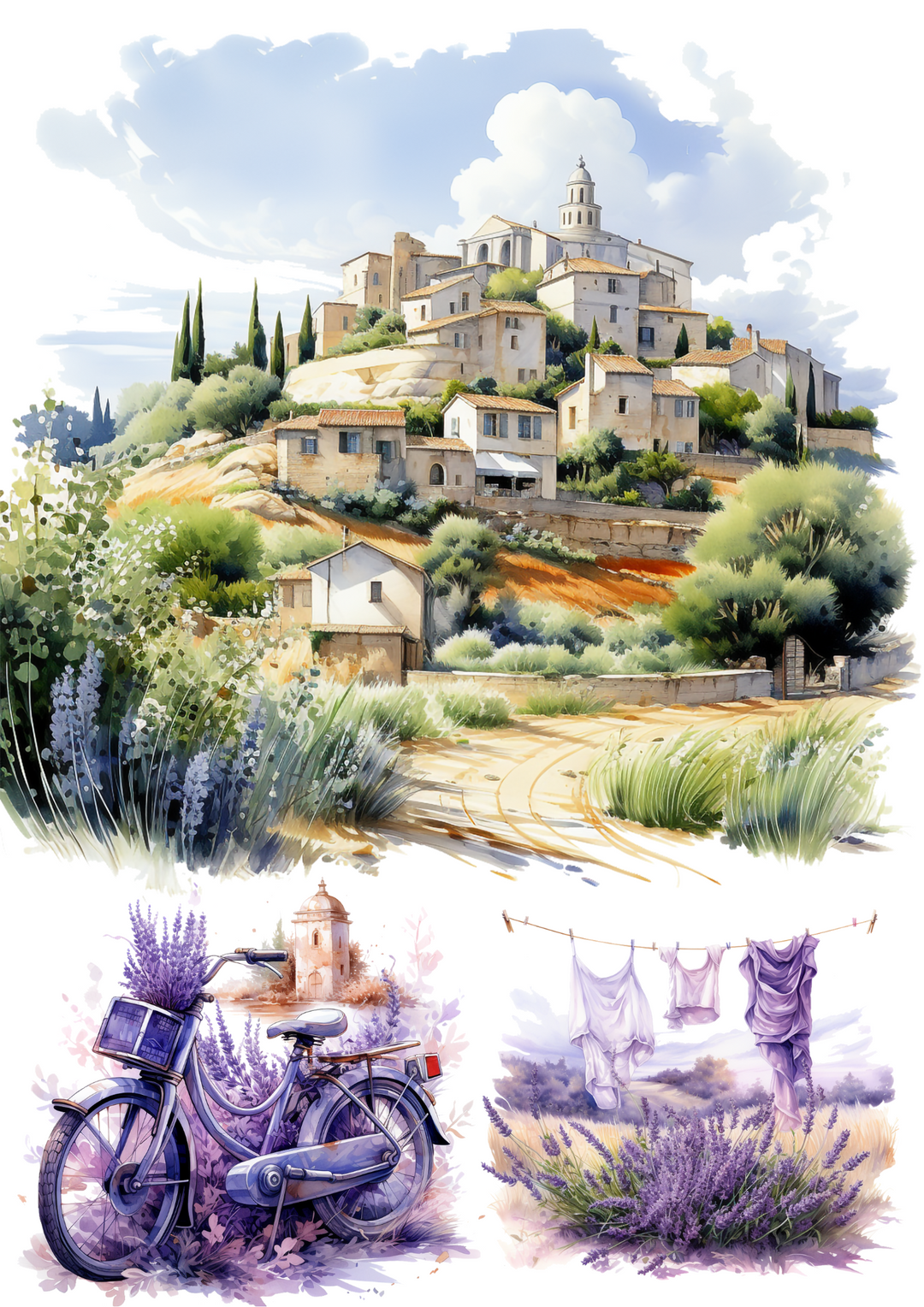 Reispapier für Decoupage, Residenz in der Provence und Lavendel-Collage, Kat.-Nr. 4347