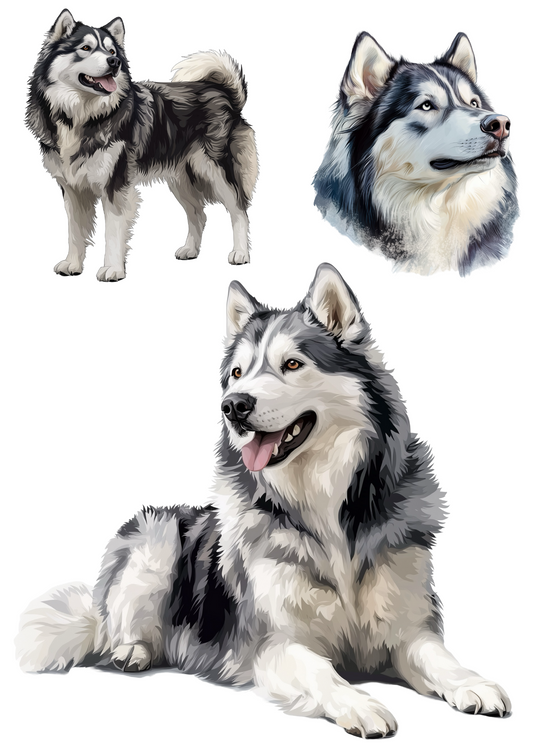 Rice Paper For Decoupage Malamute Collage Cat. No. 4374