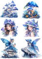 Rice Paper For Decoupage Blue Fairy In Fairyland Collage Cat. No. 4380
