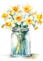 Rice Paper For Decoupage Daffodils Bouquet In A Vase Full Cat. No. 4384