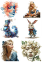 Rice Paper For Decoupage Alice In Wonderland Characters Collage Cat. No. 4386