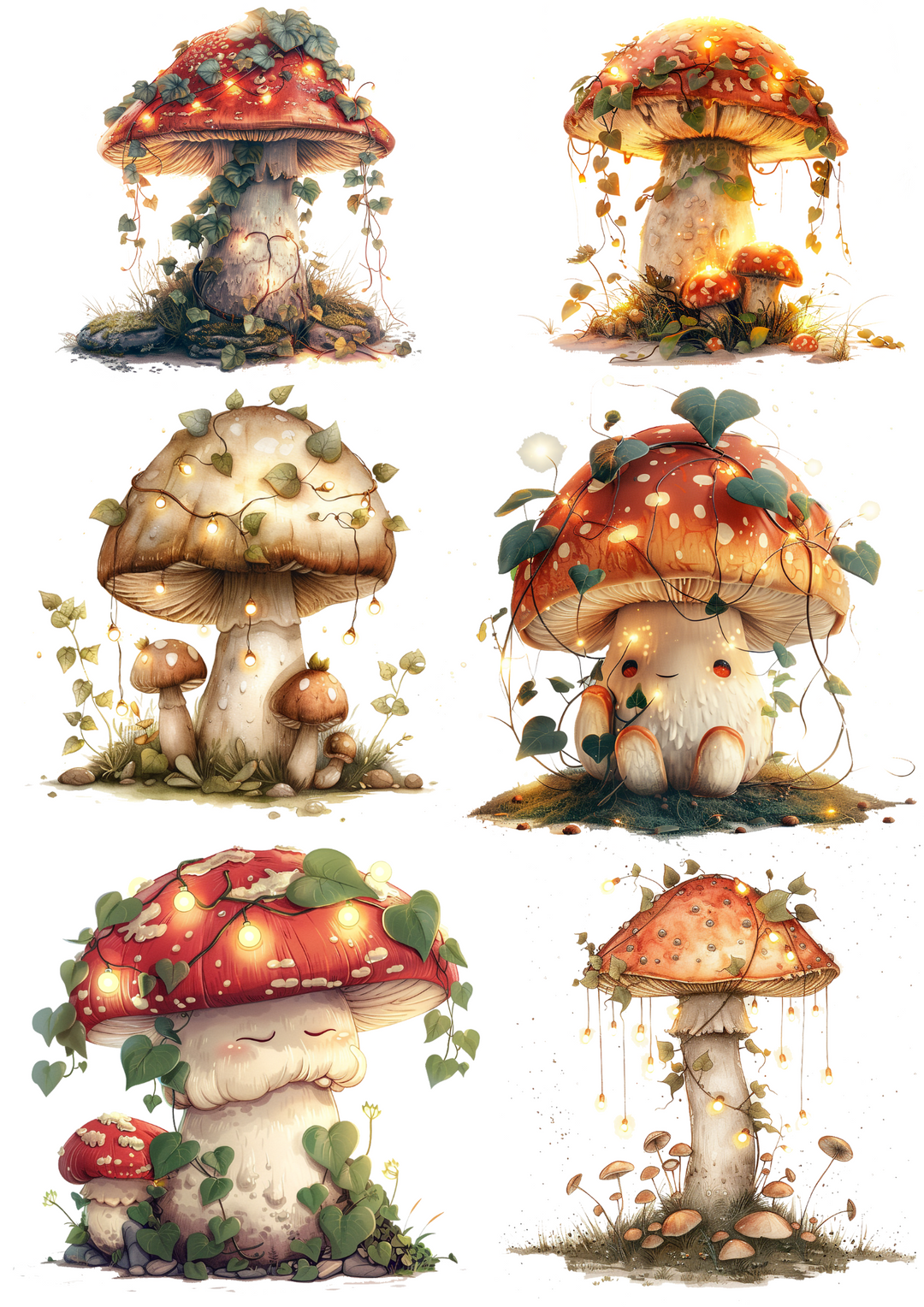 Rice Paper For Decoupage Magic Mushrooms Toadstools Collage Cat. No. 4387