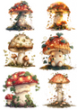 Rice Paper For Decoupage Magic Mushrooms Toadstools Collage Cat. No. 4387