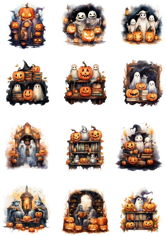 Rice Paper For Decoupage Ghost And Halloween Pumpkins 3 Collage Cat. No. 4401