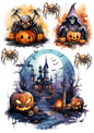 Decoupage Rice Paper Spider and Pumpkins Halloween Collage Cat. No. 4404