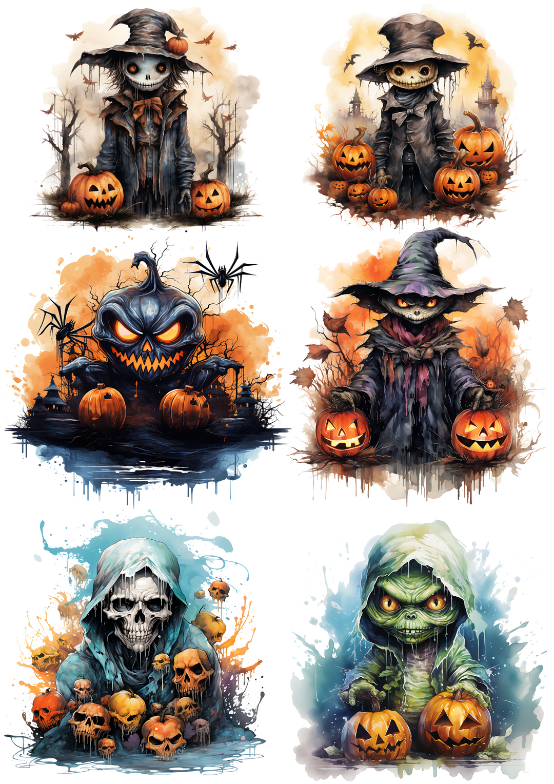 Rice Paper For Decoupage Iconic Characters And Halloween Pumpkins Collage Cat. No.4411