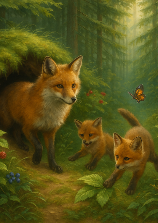 Rice Paper For Decoupage Fox With Cubs Full Cat. No. 4428