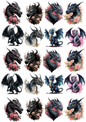 Rice Paper For Decoupage Gothic Dragons In Flowers 2 Cat. No. 4460