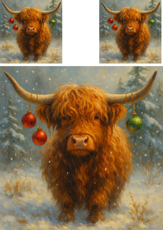 Rice Paper For Decoupage Highland Cow Collage Cat. No. 4462