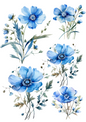 Rice Paper For Decoupage Blue Meadow Flowers Collage Cat. No. 4468