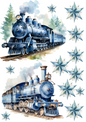 Rice Paper For Decoupage Christmas Magic Train Collage Cat. No. 4474