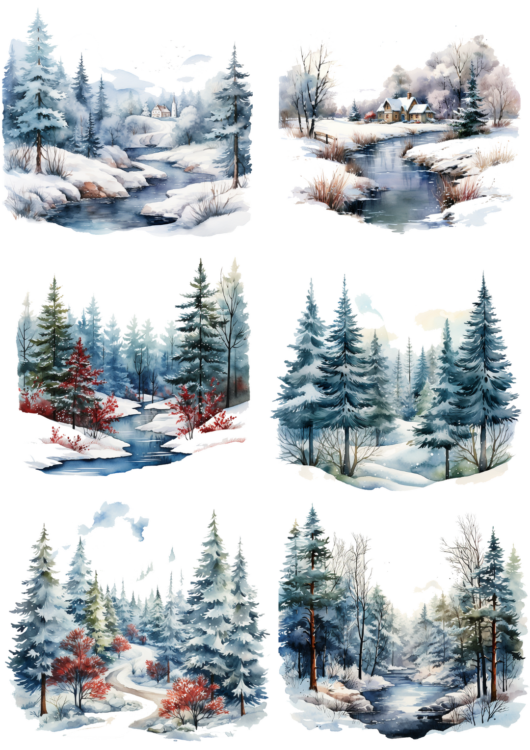 Rice Paper For Decoupage Winter Landscapes Collage Cat. No. 4476