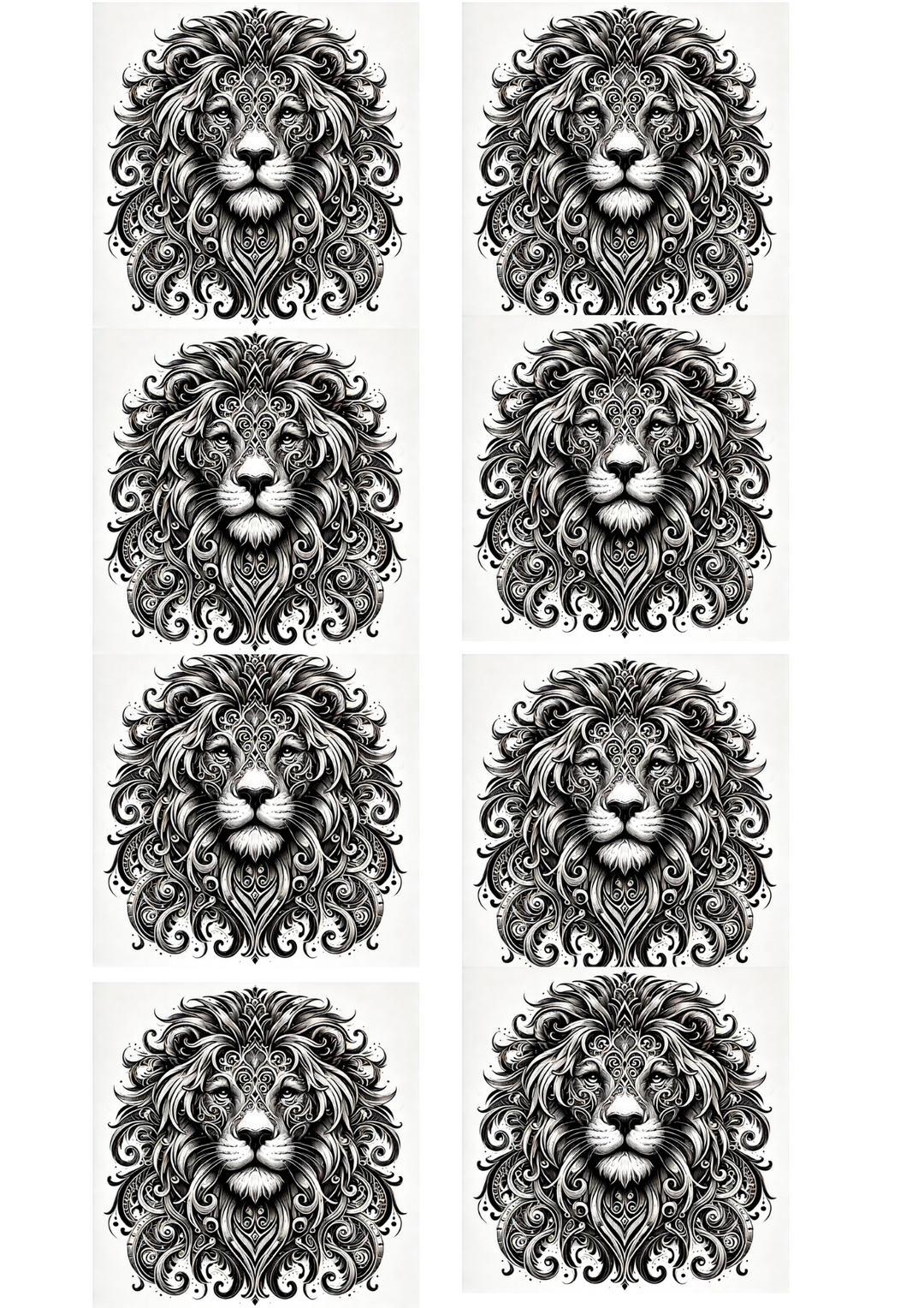 Rice Paper For Decoupage Lion In Gothic Style Collage Cat. No. 4506