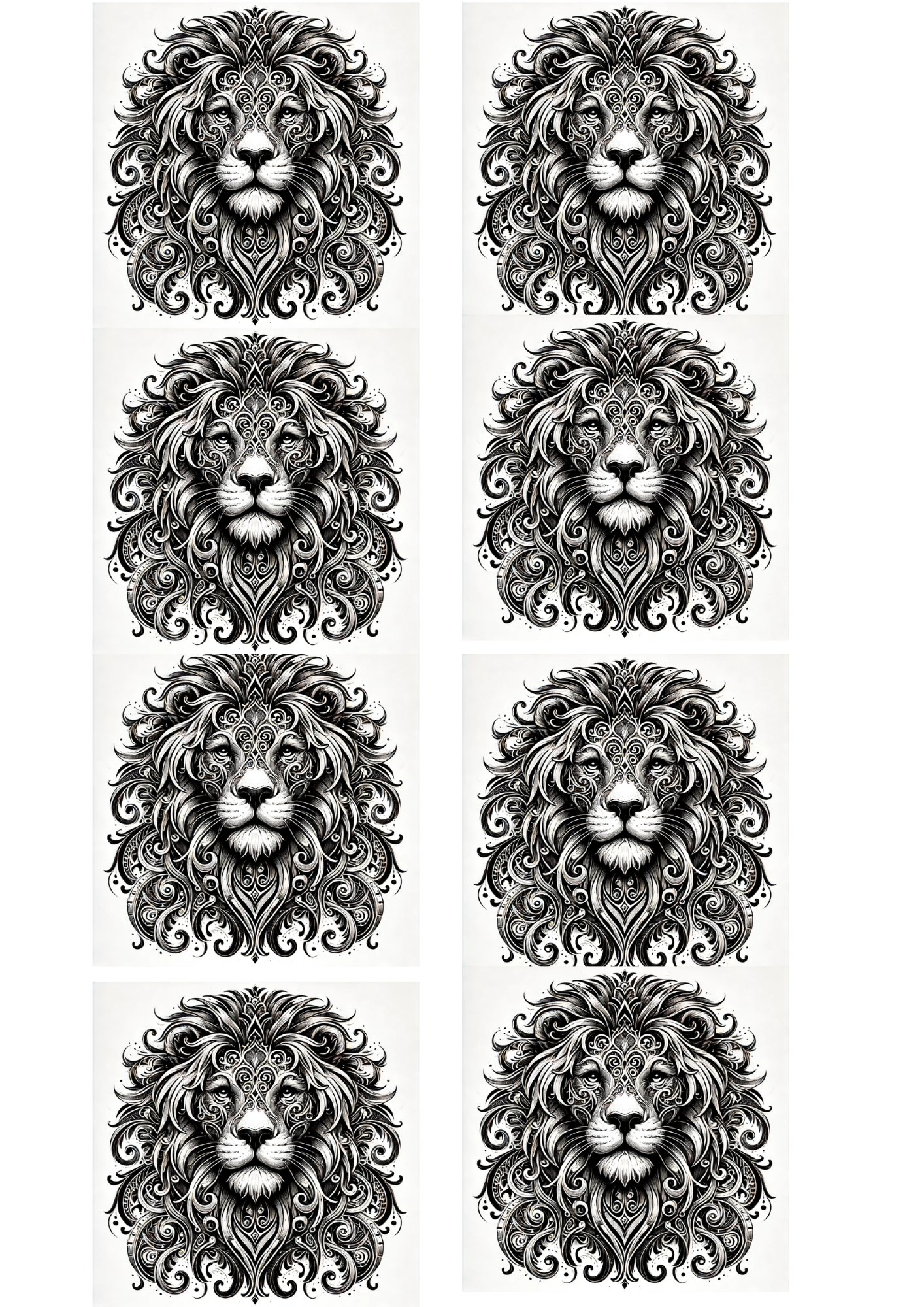 Rice Paper For Decoupage Lion In Gothic Style Collage Cat. No. 4506