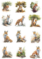 Rice Paper For Decoupage Fox Collage Cat. No. 4509