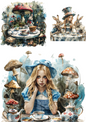 Rice Paper For Decoupage Alice In Wonderland Tea At The Hatter's Collage Cat. No. 4512