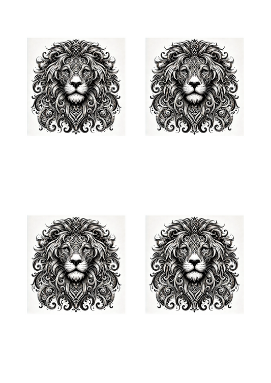 Rice Paper For Decoupage Lion In Gothic Style Collage Cat. No. 4513