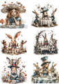 Rice Paper For Decoupage Alice In Wonderland White Rabbit Tea Party Collage Cat. No. 4515