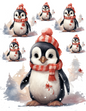Rice Paper For Decoupage Winter Penguin In Hat Collage Cat. No. 4529