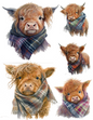 Rice Paper For Decoupage High Mountain Cow in Scarf Collage Cat. No. 4533