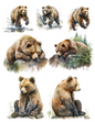 Rice Paper Decoupage Bear In Its Natural Environment Collage Cat. No. 4536