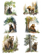 Rice Paper Decoupage Bear In Its Natural Environment 3 Collage Cat. No. 4538