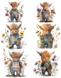 Rice Paper For Decoupage Highland Cow In Flowers Collage Cat. No. 4540