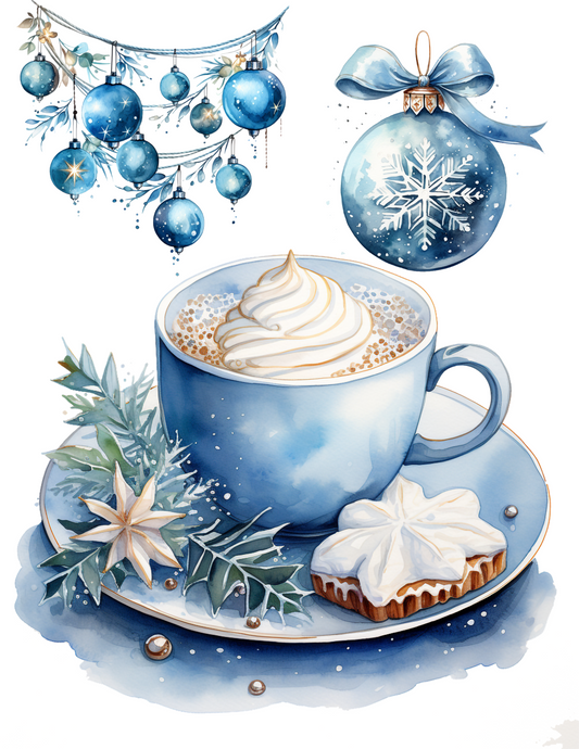 Rice Paper For Decoupage Christmas Coffee and Christmas Tree Decorations Cat. No. 4545