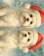 Rice Paper For Decoupage A Pair of Maltese Dogs In Winter Hats Full Cat. No. 4547