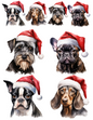 Rice Paper For Decoupage Dog In Christmas Hat Different Breeds Collage Cat. No. 4549
