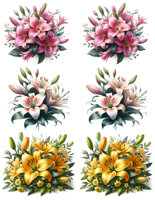 Rice Paper For Decoupage Lilies Collage Cat. No. 4551
